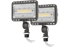 CINOTON 20W LED Flood Lights Outdoor, IP65 Waterproof Exterior Security Wall Lights with 180°Knuckle, 2800LM 120V Outside Aluminum Lighting Fixture for Patio Porch Barn Garage 5000K 2 Pack, UL Listed