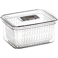 BINO | Produce Saver - 6.8 Cup/1.6L | Fridge Storage Containers for Fruits and Vegetables | Adjustable Air Vent, Removable Basket | BPA-Free Fridge Organizers