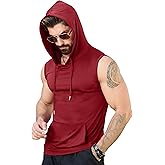 Aiyino Men's Workout Hooded Tank Tops Bodybuilding Muscle Cut Off T Shirt Sleeveless Gym Hoodies