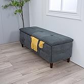 Panana Ottoman with Storage, Storage Ottoman Bench with Safety Hinge, Upholstered Storage Bench with Seating for Bedroom, Liv