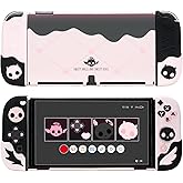 GeekShare Protective Case for Switch OLED Model,Anti-Scratch Slim Cover Case Compatible with Switch OLED Separable Soft Silicone Shell with 2 Thumb Grip Caps- Sweetheart Skull