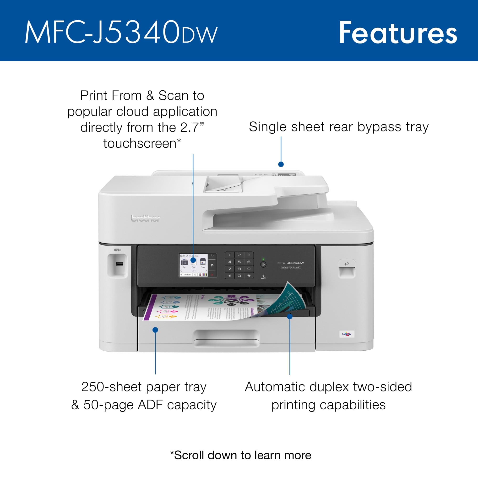 Brother MFC-J5340DW Professional Wireless Color Inkjet All-in-One Printer, 11