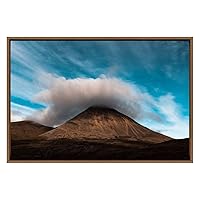 SIGNWIN Framed Canvas Wall Art Mountain Top with Cloud with a Deep Blue Sky Landscape Wilderness Photography Modern Art Contemporary Scenic Dramatic for Living Room, Bedroom, Office - 16