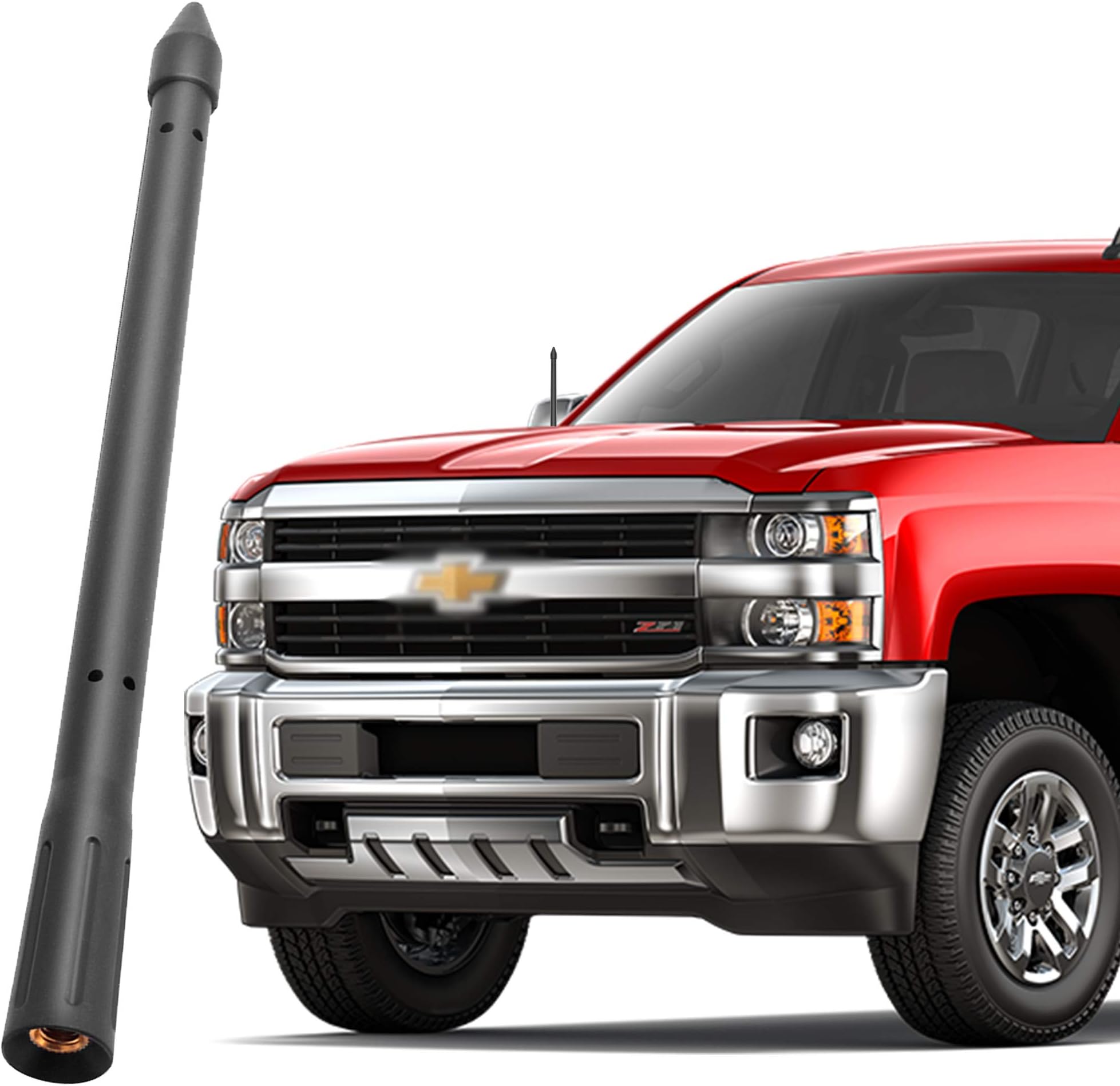 KSaAuto Short Antenna Replacement for GMC Sierra Chevy Silverado 1500 2500 3500 (2007-2022), Rocket Style, 8 inch Rubber Antenna Replacement Mast, Designed for Optimized FM/AM Reception (M7 Thread)