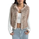 ASANDY Women's Autumn Winter Sleeveless Faux Fur Open Front Cardigan Vest Coat Soft Waistcoat Jacket Outwear