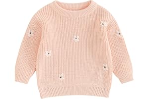 Pivanzore Baby Girl Toddler Knit Sweater Winter Clothes Cute Flower Crewneck Long Sleeve Pullover Newborn Infant Warm Tops