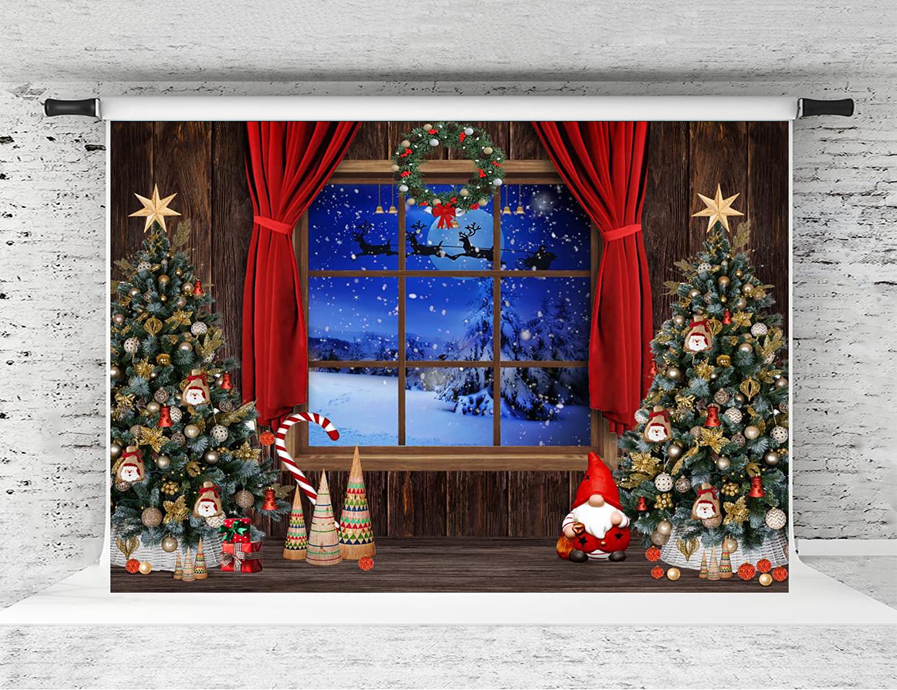 KateHome PHOTOSTUDIOS Kate 7x5ft Christmas Photography Backdrop Xmas Wooden Window Background Portrait Photo Studio Props