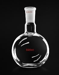 QWORK Glass 500ml Single Neck Flat Bottom Boiling