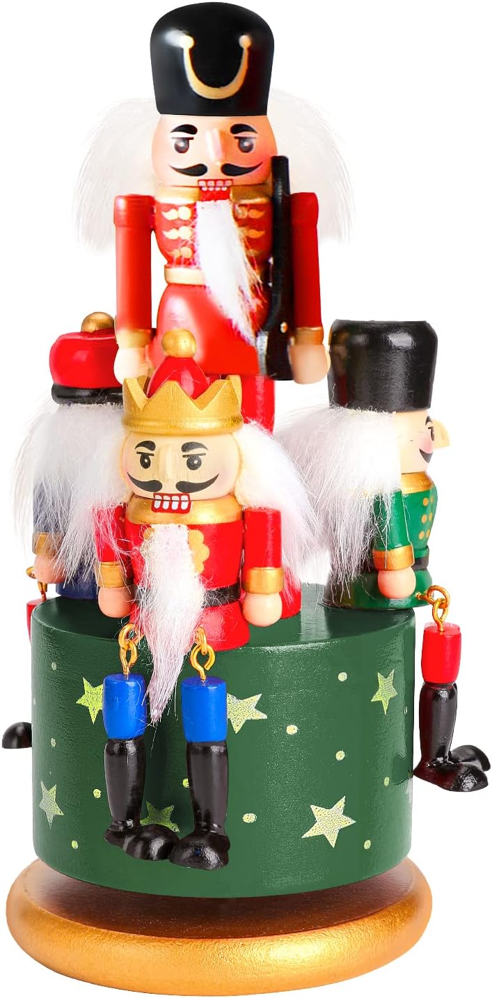 Nutcrackers - Handmade Wooden Nutcracker,Music Box,Soldier Figure,Decorations for Home Decor(Green)