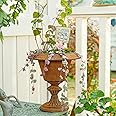 Sungmor Cast Iron Tabletop Flower Vase, Vintage Pretty French Urn Planter Design, 7" Tall 6.6" Wide Decorative Centerpieces Flower Stand Plants Holder, Artificial Flower Arrangements Home Decor