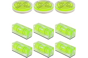9pcs Small Square Round Bubble Spirit Level, Square & Circular Mini Magnetic Pocket Bubble Levels Measuring Tool for Precise 