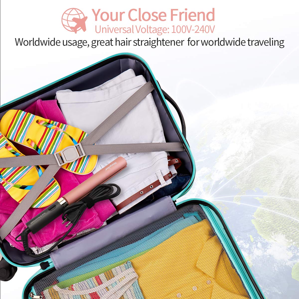 Professional Hair Straightener, Morpilot Dust Proof Plate Flat Iron Fast Heating-up with with Adjustable Temperature 265 to 450℉ Travel Size Dual Voltage for All Hair Types