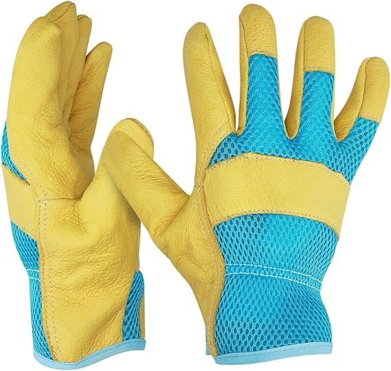 Navaris Leather Gardening Gloves XXL Pair of Work Gloves for Men or