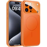 TOBOVON for iPhone 15 Pro Max Case with Camera Lens Protector, Compatible with MagSafe, Slim Matte Magnetic Shockproof Phone Cover for iPhone15 ProMax, Orange