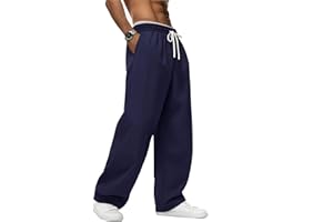 August Alley Men's Baggy Sweatpants Elastic Waist Drawstring Cotton Lounge Pants with Pockets Wide Leg Uncuffed Track Pants