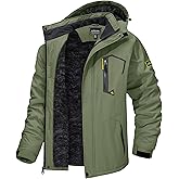 TACVASEN Men's Winter Skiing Jackets Water Resistant Fleece Coats Insulated Thermal Snowboard Jacket Parka Raincoat with Hood
