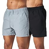 Men's 5 Inch Swim Trunk's with Liner 2 Pack Mens Stretch Quick Dry Beach Shorts Swimming Trunks & Bathing Suits for Men