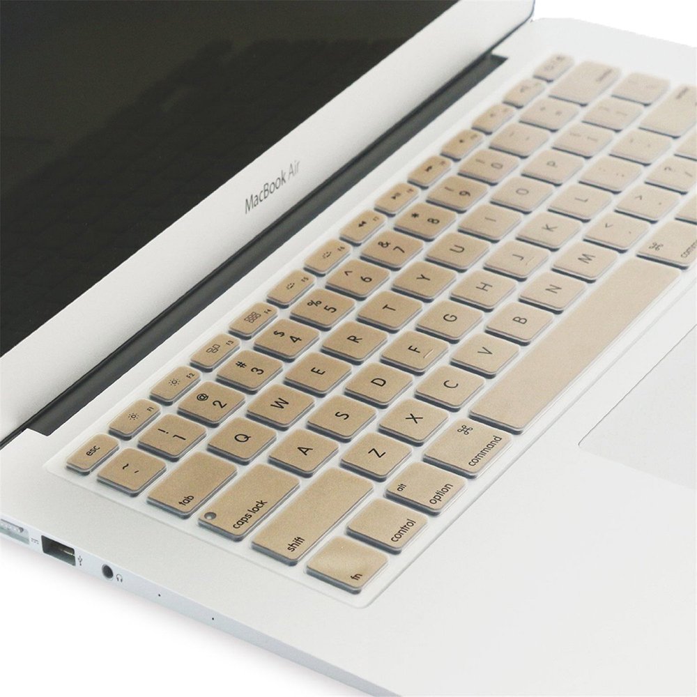 Se7enline Compatible with MacBook Pro 13" 15" 17" with Retina Display and MacBook Air 13 inch Ultra Thin Champagne Golden Soft TPU Silicone Keyboard Cover Skin Protector (EU Layout), Gold