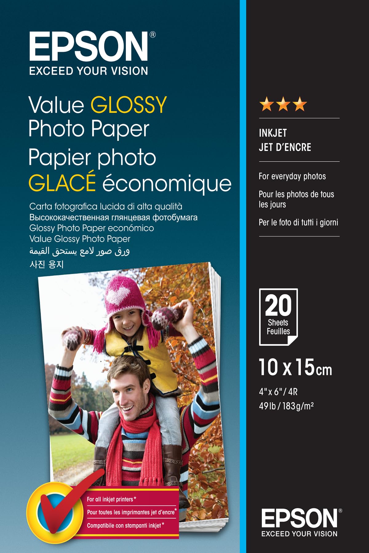 Epson Value | Glossy Photo Paper 10x15cm (6x4 inch) | 20 Sheet | 183gsm - C13S400037