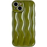 Caseative for iPhone 15 Case, Green | Water Ripple Pattern Curly Wave Frame Soft