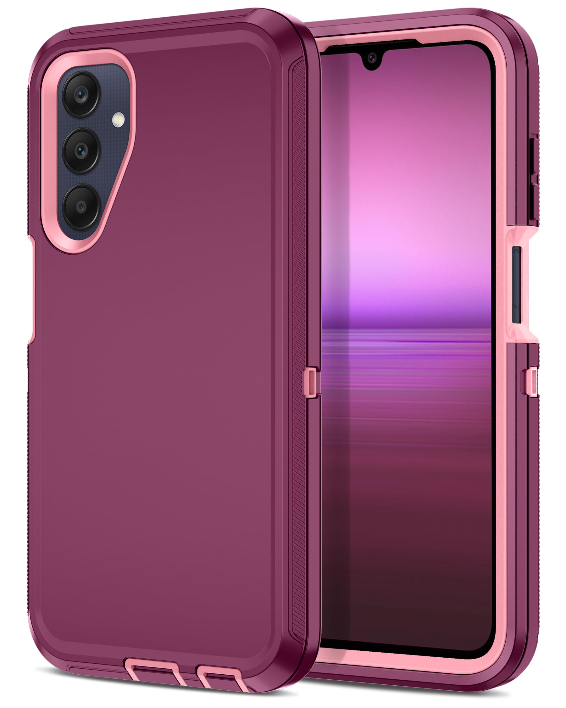 I-HONVA for Samsung Galaxy A25 5G Case Shockproof Dust/Drop Proof 3-Layer Full Body Protection [Without Screen Protector] Rugged Heavy Duty Cover Case for Galaxy A25 5G,Purple/Pink
