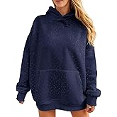 Fisoew Womens Hoodies Oversized Floral Sweatshirts Casual Long Sleeve Pullover Loose Fit Drawstring Hooded Tops