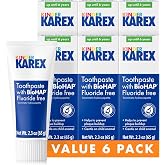 Karex Kid &amp; Toddler Toothpaste Fluoride Free | with Hydroxyapatite Clinically tested, Safe if Swallowed Training Toothpaste, 2.3 Oz 6 Pack