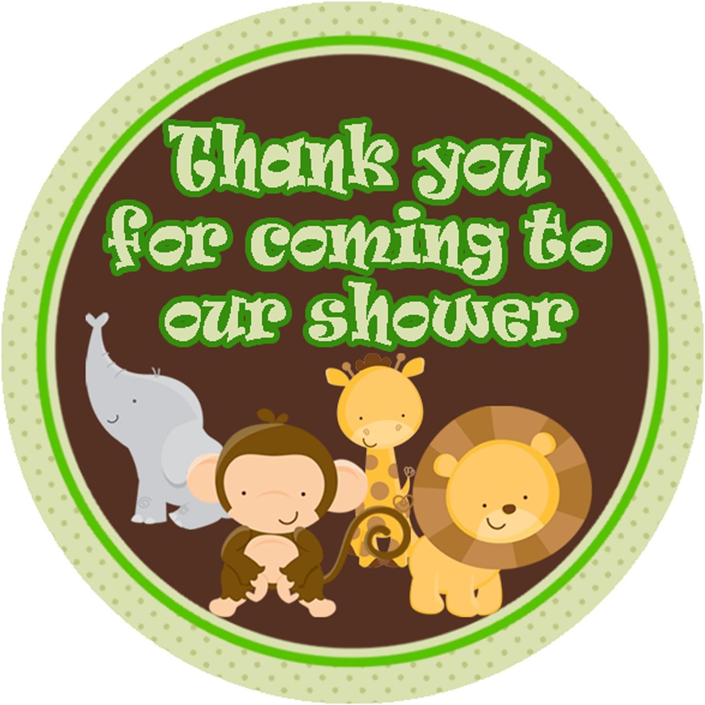40 Favour Sticker Labels Green Safari Jungle Baby Boy Shower
