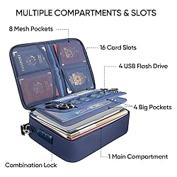 BALEINE Fireproof Document Box with Lock, Portable