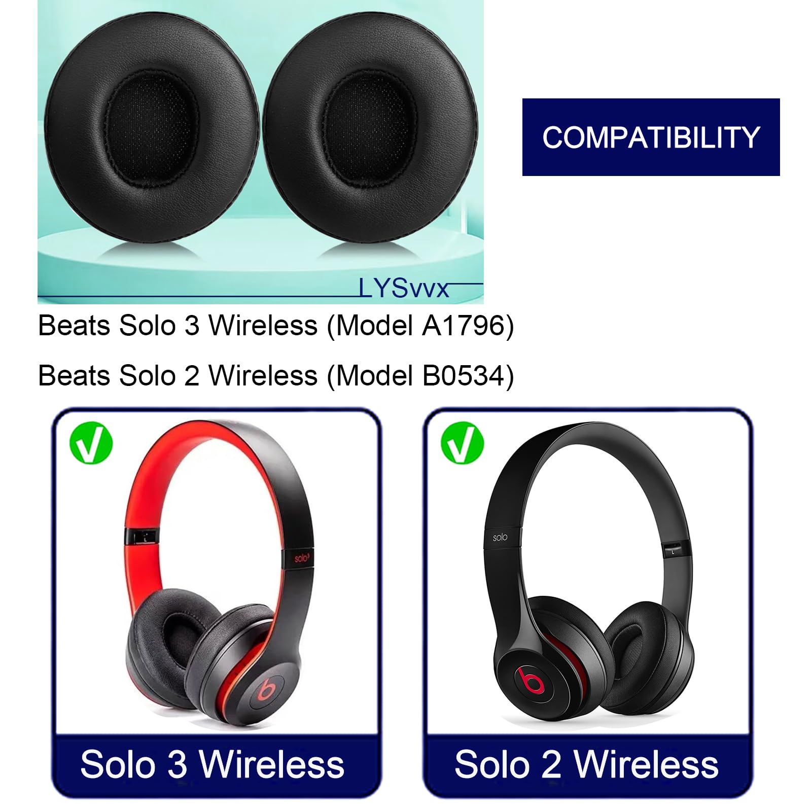 Solo 3 Ear Pads - Replacement Earpads for Beats 2 & 3 Wireless...
