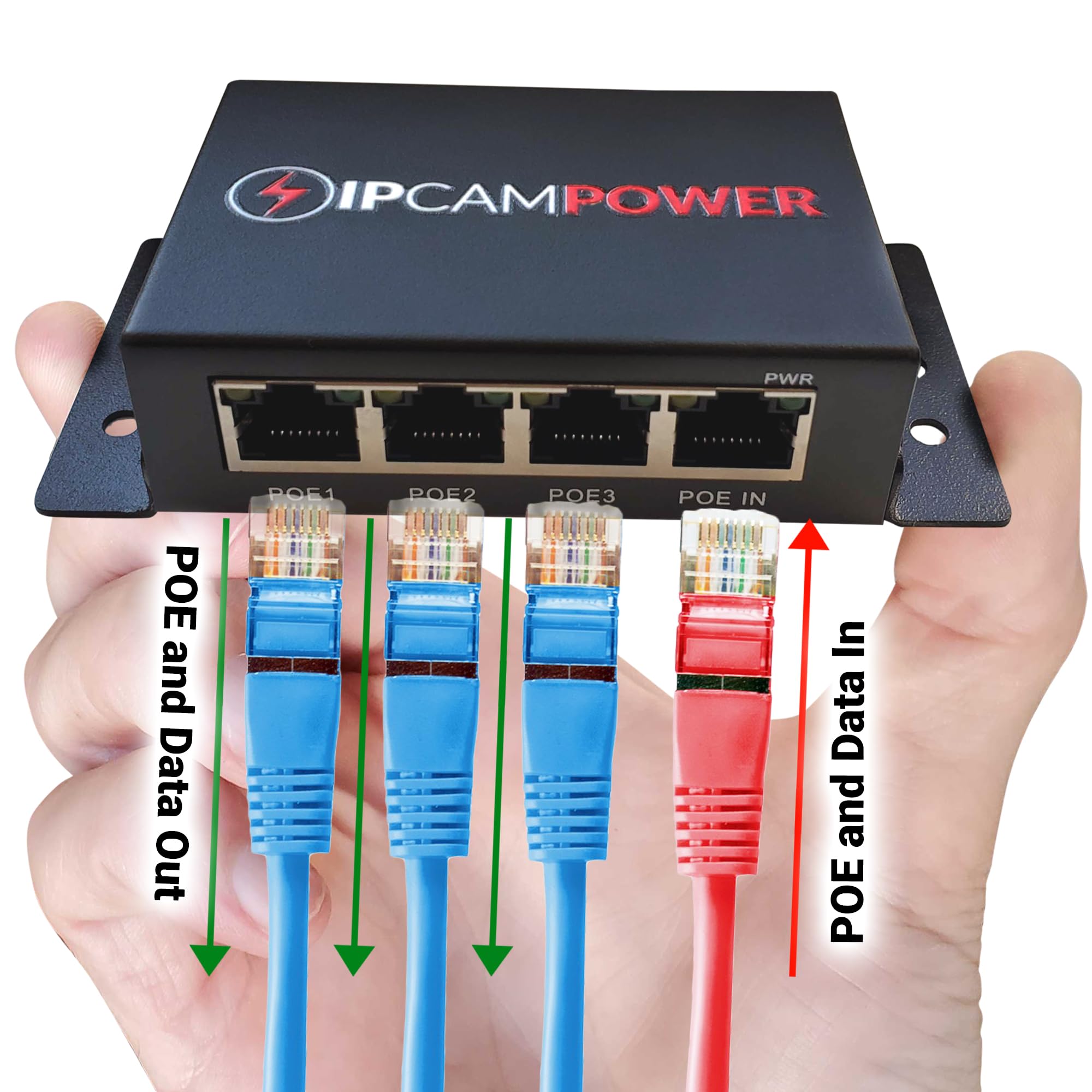 Photo 1 of POE Powered 3 Port Switch & Network Cat5 Cat6 Midspan Cable Range Extender Pass Through Repeater for IP Cameras - Run Cables up to 1148