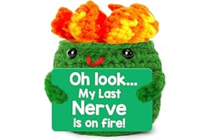 4THFARMES Funny Dumpster Crochet Fire for Friend, Handmade Emotional Active Support Gifts for Coworkers, Creative Knitted Fire Holding Card for Women Men, Cheer Up Gifts My Last Nerve is on Fire Decor