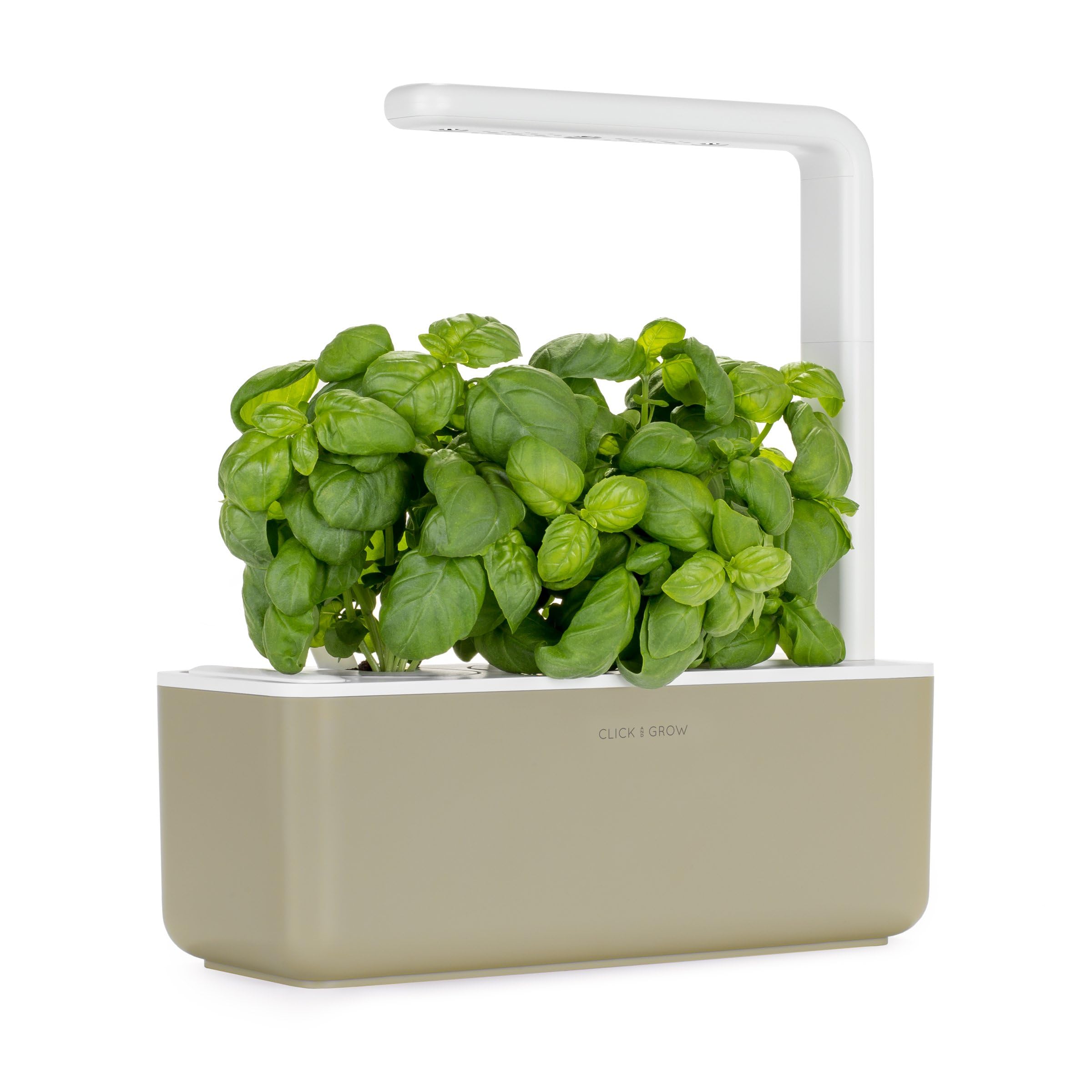 Click & Grow Indoor Herb Garden Kit with Grow Light | Smart Garden for Home Kitchen Windowsill | Easier than Hydroponics Growing System | Vegetable Gardening Starter (3 Basil Pods included), Beige