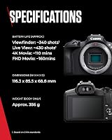 Canon EOS R100 Compact Mirrorless Camera 24.1 MP 4K Dual Pixel CMOS AF WIFI view 8