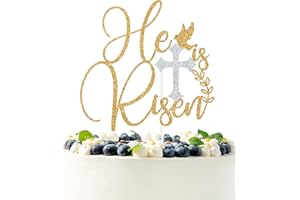 PYBHILK Gold Glitter He is Risen Cake Topper, Happy Easter Day/No Bunny Loves You Like Jesus, Easter Day Party Decorations Supplies