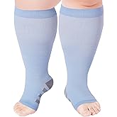 Ancrina Toeless Plus Size Compression Socks for Women Open Toe Wide Calf Compression Socks Support Socks