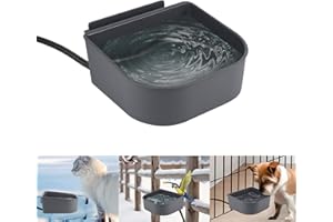 NAMSAN Small Heated Pet Bowl for Cats Rabbits, Outdoor and Indoor, 1 L Heated Water Bowl for Chicken Birds Ice Free, Thermal-Bowl for Dog Cage, Hanging Kennel Dish, Self-Assembly