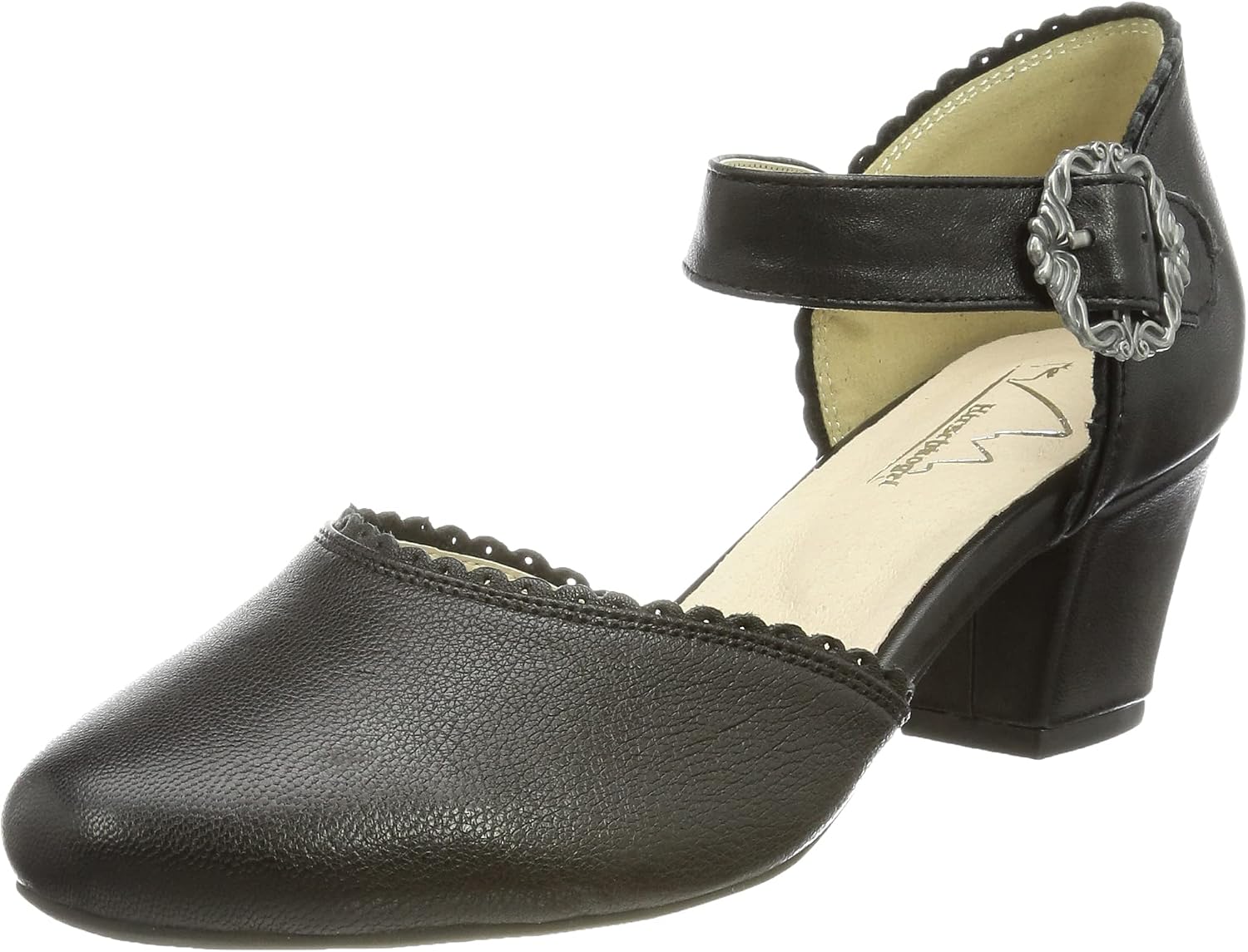 Hirschkogel Damen Trachten Pumps – Klassische Dirndl-Schuhe Aus Weichem Leder, Größen 35-42
