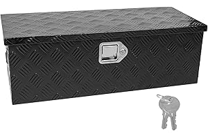 Edicapo 30 Inch Tool Box Flatbox Truck Bed Toolbox ,RV Storage Organizer,Truck Tools Chest Box With Side Handle & Lock KeysCompatible with Car Outdoor Trailer Pickup,Black Aluminum 5 Bar Tread