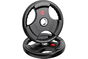 XDDIAS Rubber Weight Plates 2-Inch Olympic Grip Plate in Pairs or Single for Strength Training, Weightlifting and Bodybuilding in Home & Gym, Solid Cast Iron Weight Plates for Barbell, 10LB-45LB