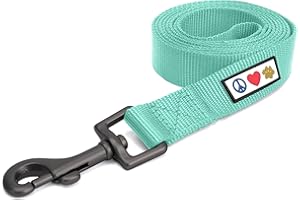 Pawtitas 6 FT Dog Soft Adjustable Solid Color Leash Nylon Extra Small Puppy Leash - 1.8 M Lead Teal | Matching Collar and Har