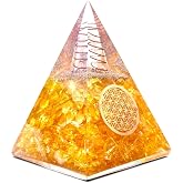 Orgone Citrine Pyramid for Success Handcrafted Orgonite Crystal Pyramid for Energy Balance, Meditation, Home Decor &amp; Chakra Support