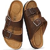 Project Cloud 100% Genuine Leather Flat Sandals For Women 2026 Cork Footbed Womens Sandals with Memory Foam and arch support Vacation Essentials Slides for Women Footwear (Venita)