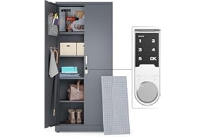 METALTIGER Locking Metal Garage Storage Cabinet with Doors and Shelves | 71" Lockable Tool Cabinet | Metal Cabinets for Office, Home, School (71" Digital Lock, Dark Gray)