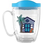 Tervis Made in USA Double Walled Beach House Retreat Collection Insulated Tumbler Cup Keeps Drinks Cold & Hot, 16oz Mug, Curacao House