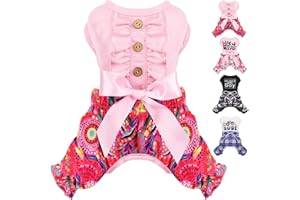 FURRYMONG Dog Pajamas for Small Dogs Soft Material Stretchable Dog Pajama Pjs Dog Apparel, Red, Medium