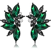 JIMARIN Bohemian Statement Sparkly Colourful Fancy Rhinestone Crystal Flower Dangle Drop Stud Earrings Vintage Wedding Bridal Prom Earrings for Women