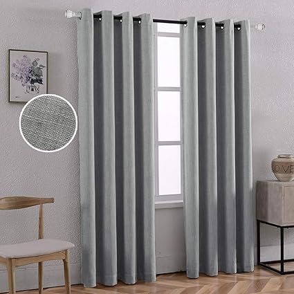 2 Panels Blackout Curtains For Bedroom Set Linen Textured Room
