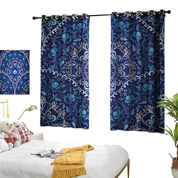 Amazon Com Warm Family Lace Curtains Navy Blue Circular And