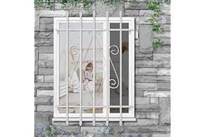 WEWORTH Spear Point Heavy Duty Window Bar,Window Security Bars Guards for Prevent Burglary,Safety for Home and Pet(24×36,White,Choose The Installation Accessories You Need Separately)